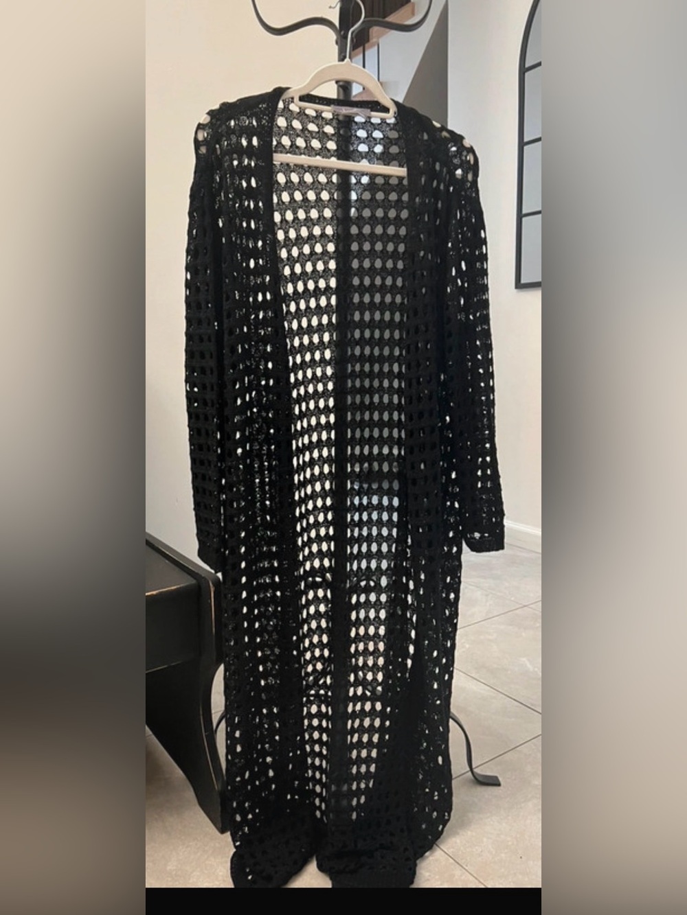 Anthropologie Open-Weave Duster Cardigan black one M - Picture 6 of 6